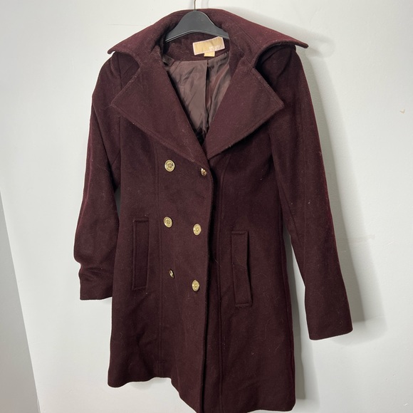 Michael kors merlot double breasted peacoat with hood - Picture 8 of 12